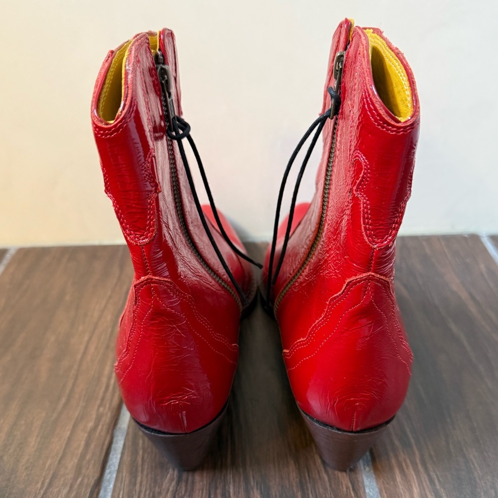 Free People New Frontier Red Leather Pointed-Toe Boots in size 10.5/41 - Picture 4 of 13